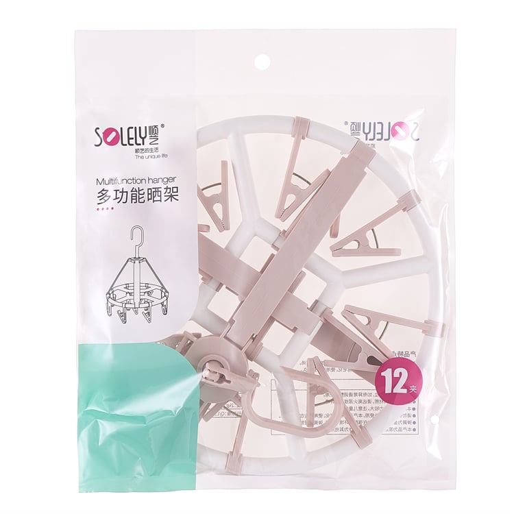 Best Quality Round Drying Clothing Hanger Pink Grey PP Underwear Socks Bra Circle Shape Hanger with 20 Clips supplier