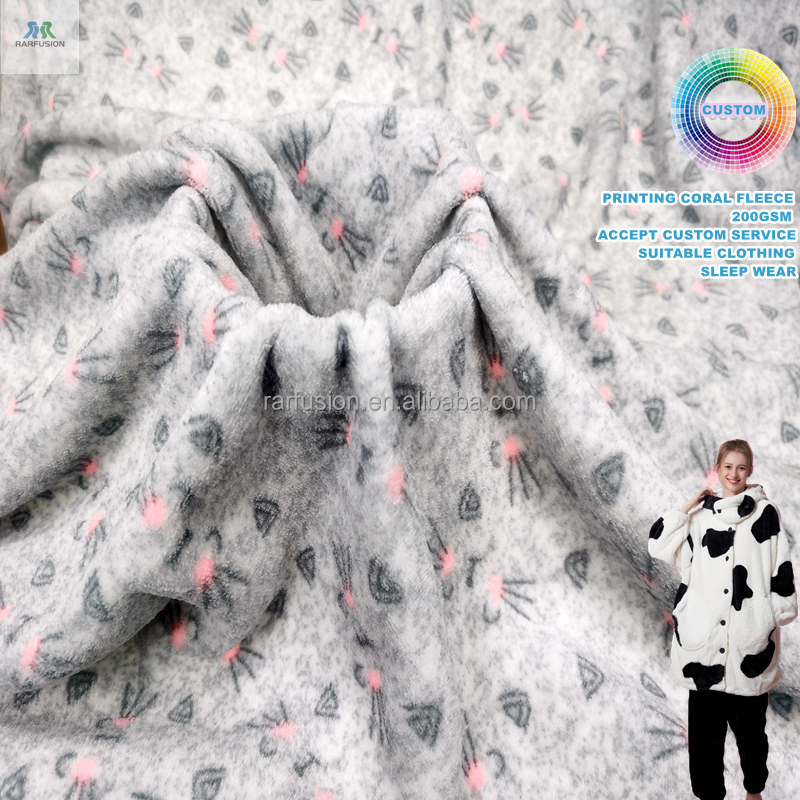 Single Sided Printed Coral Fleece Fabric manufacture