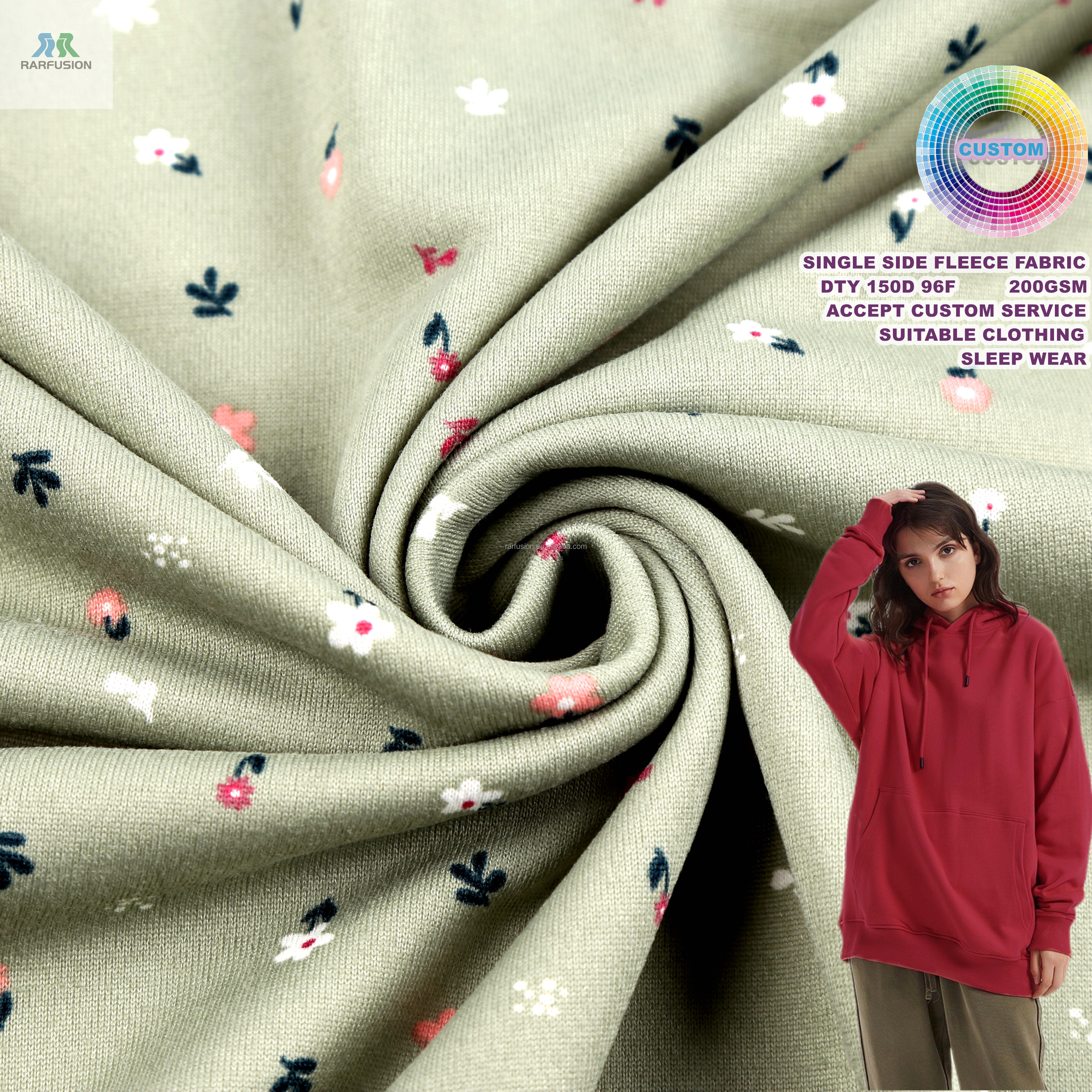 Custom Printed Single Side Fleece Fabric details