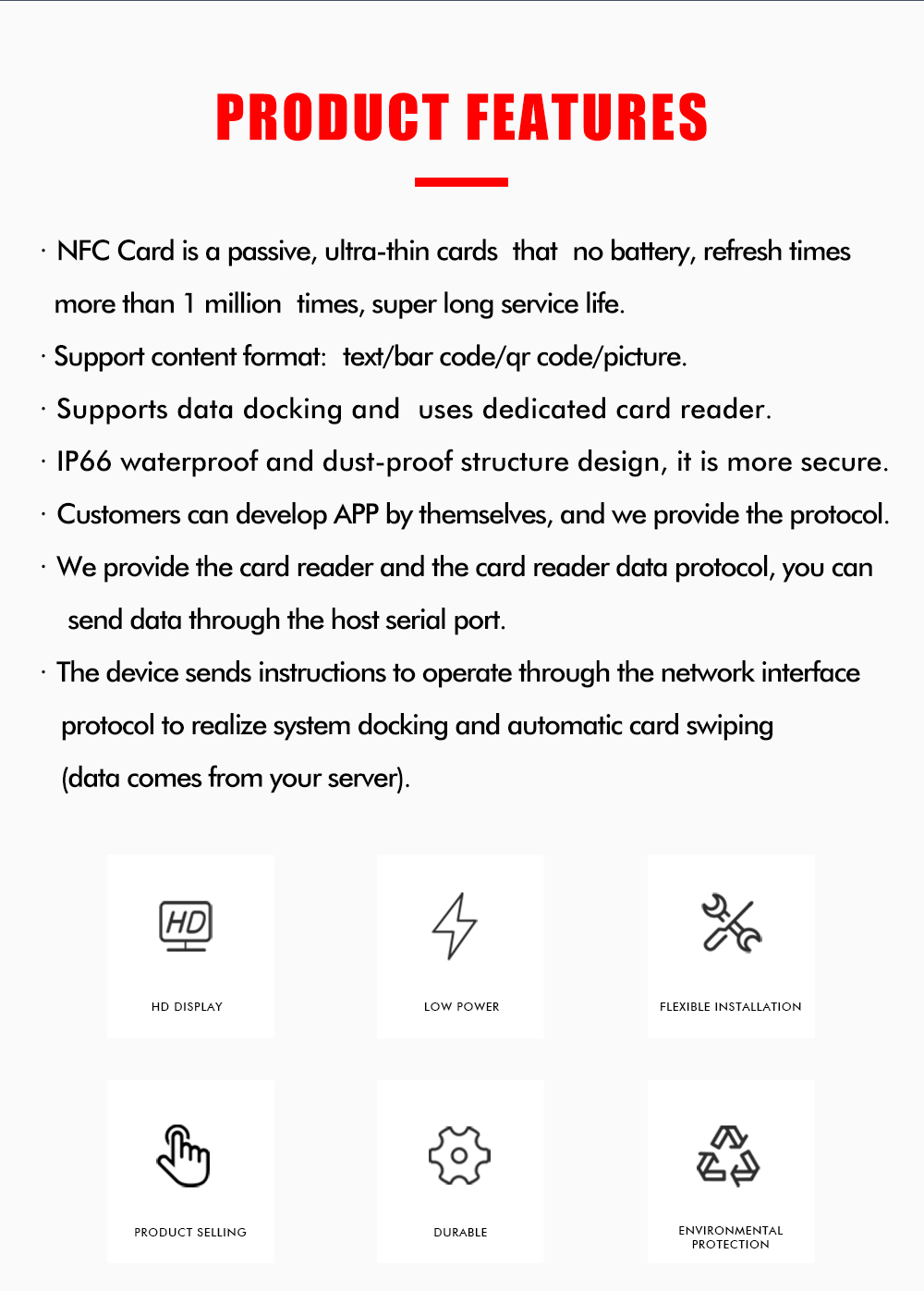 2.9 Inch NFC Card  Batteryless Ultra-thin Digital Price Tag E ink ESL Electronic Shelf Label details