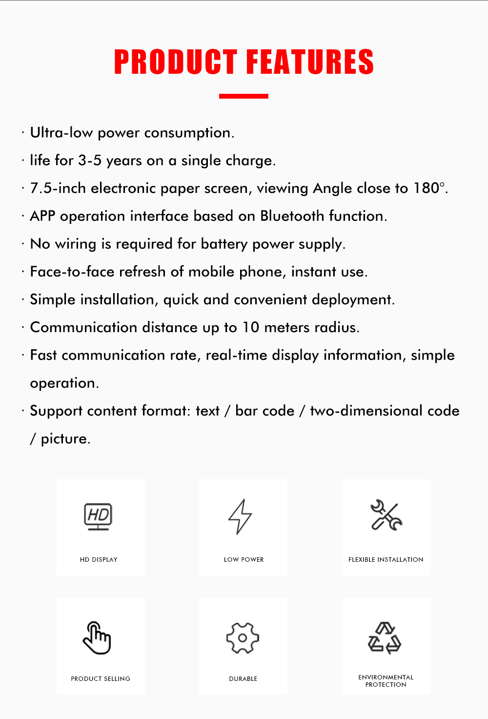 Wireless Double-Side 7.5 inch Epaper Conference Display Card Office Signs Eink Desk Nameplate factory