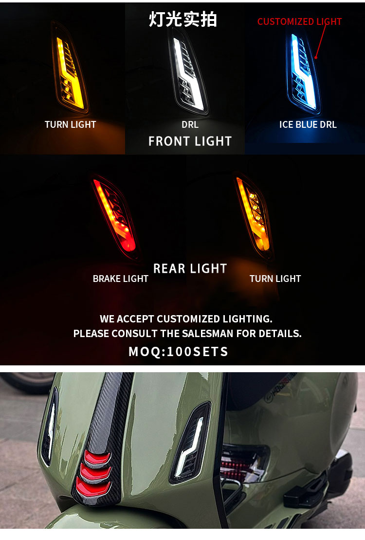 white front and rear sequential Turn Signal Light for VESPA Sprint Primavera 150 factory