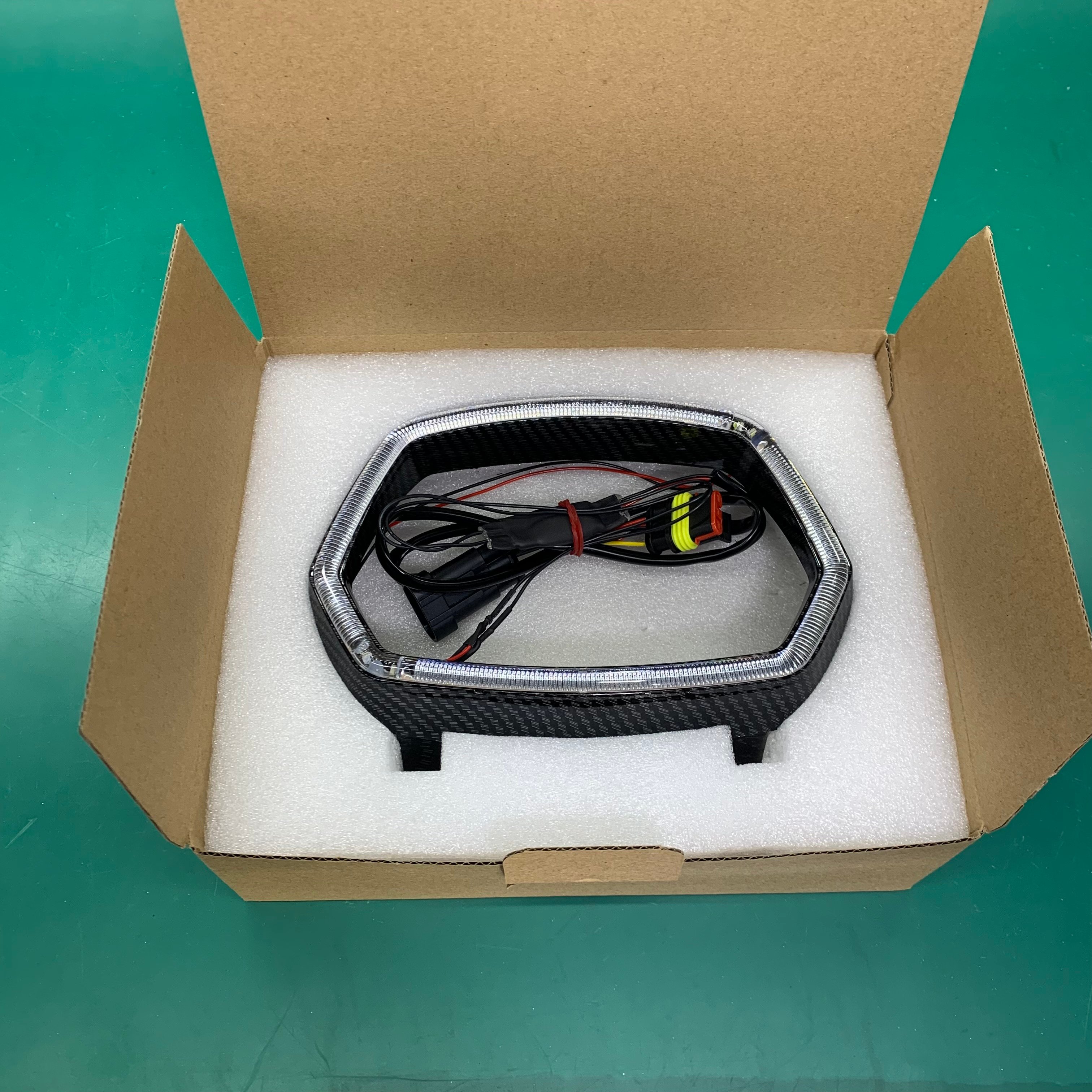 Chrome and Carbon Fiber Square light guide headlamp LED illuminated ring for VESPA sprint factory