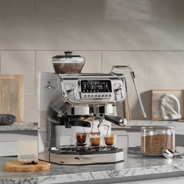 The Coffee and Espresso Maker with Built-In Grinder Technology