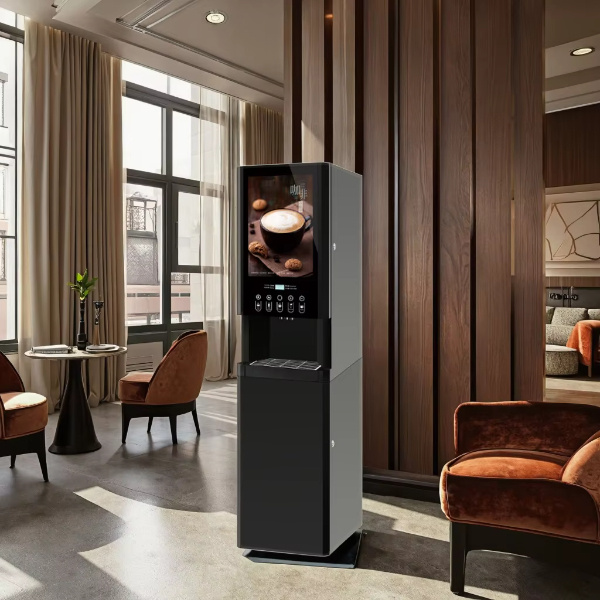 Nuestra máquina expendedora de café está diseñada para ser elegante, fácil de usar y confiable para todas tus necesidades de café.