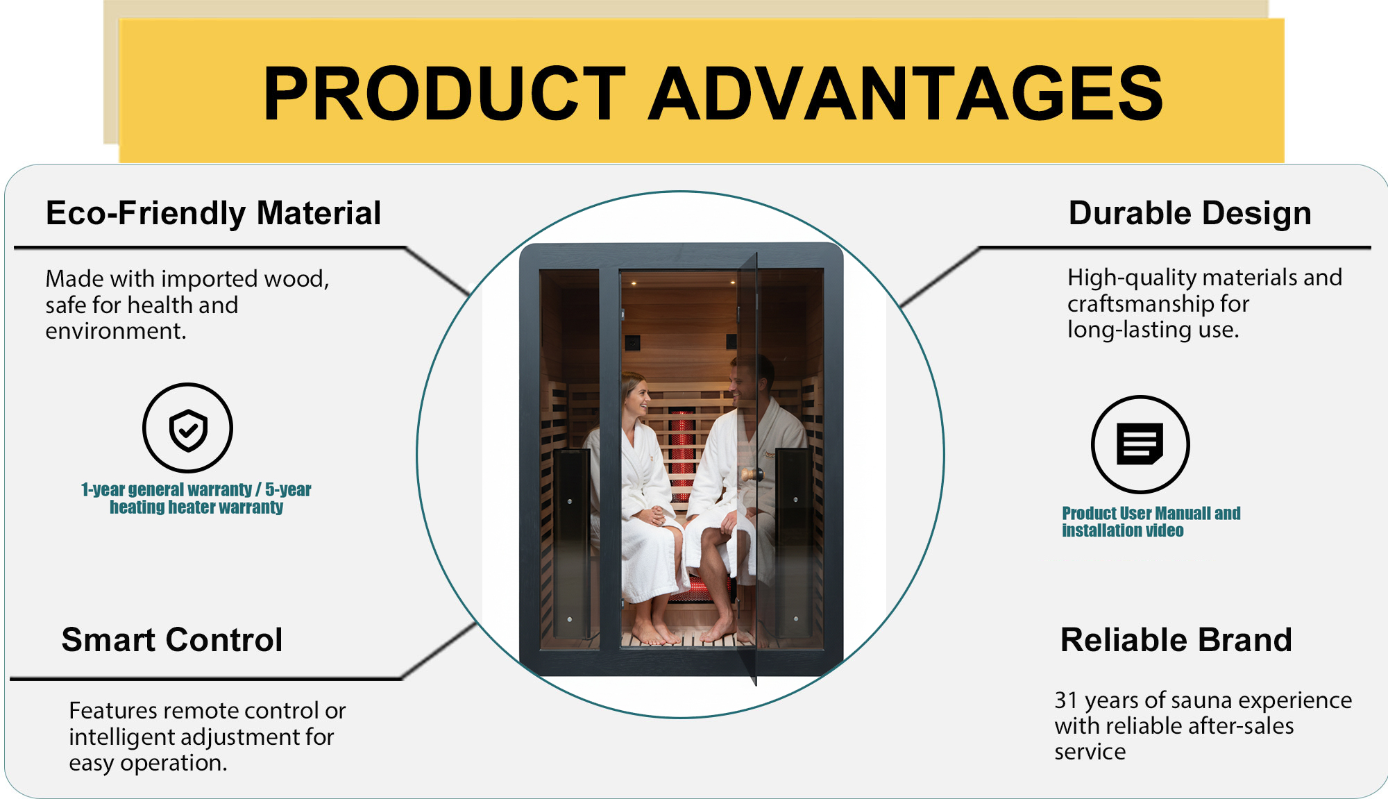 New Model Factory Direct Sale Far Infrared Sauna Room for 2 Person with Red Light Therapy Lamps factory