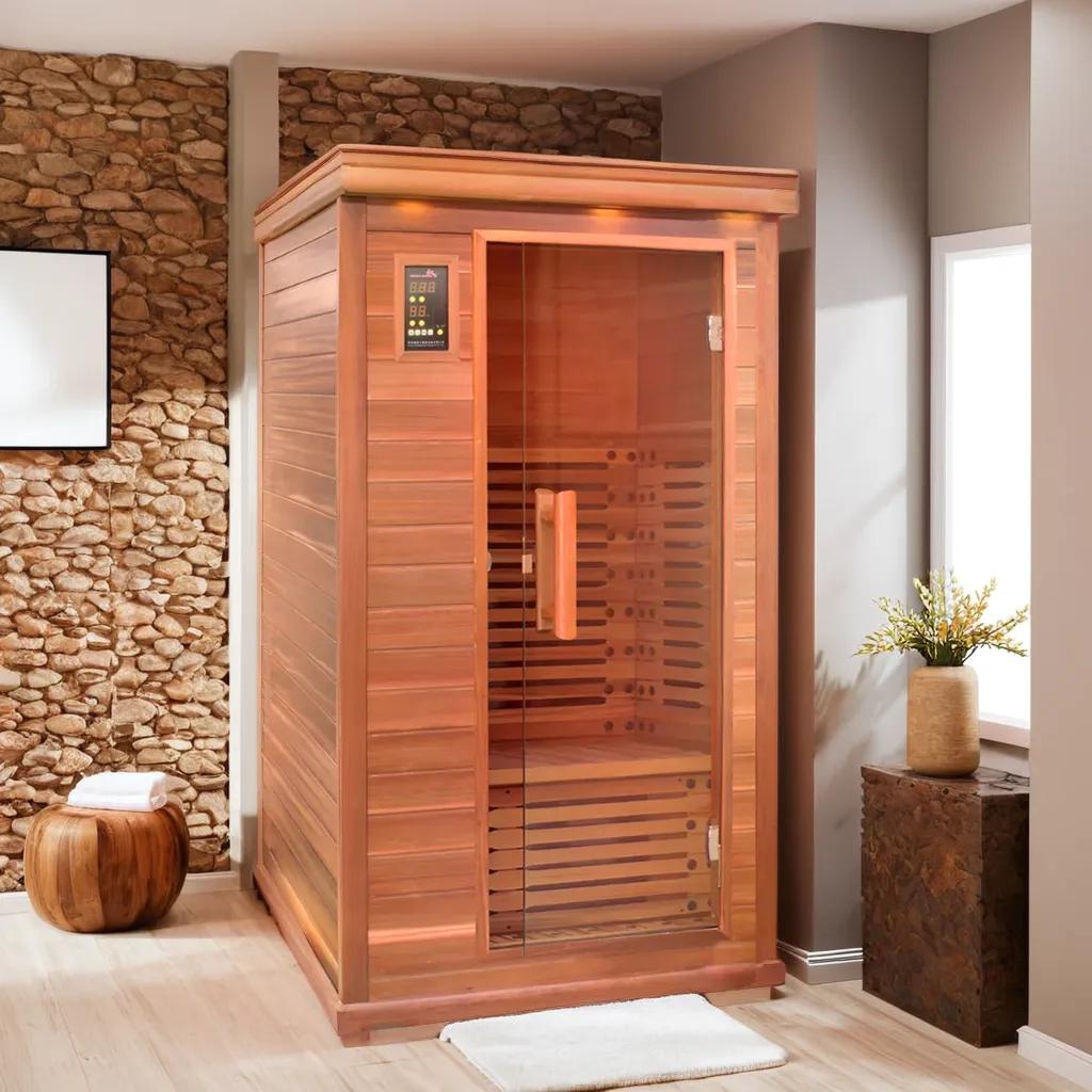 Factory Direct Red Ceder Far Infrared Carbon Panel Sauna Room for 1 Person Hot Sale supplier