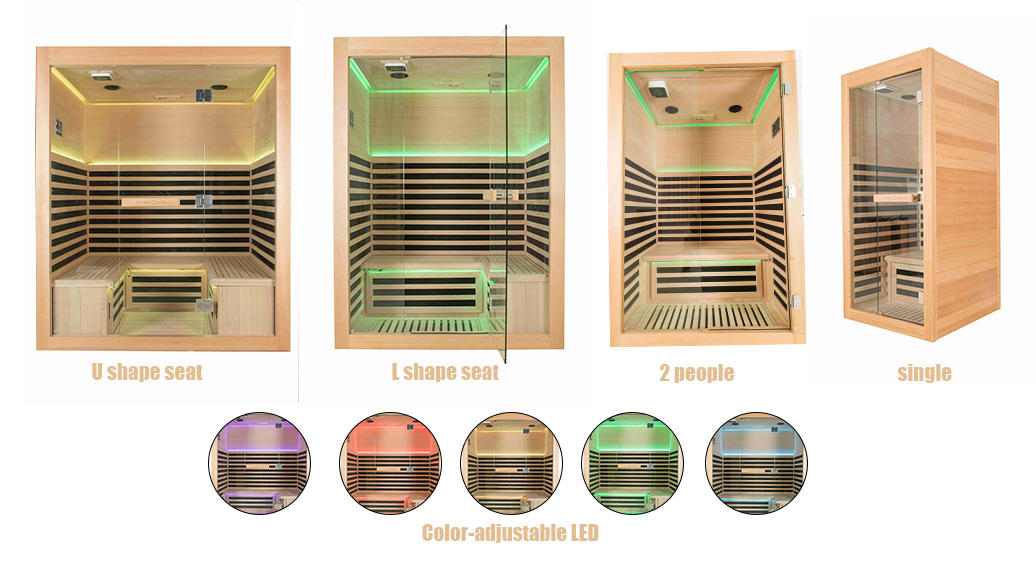 2025 Infrared Heater Far Infra Red Low EMF Home 2 Person Wood Indoor Dry Sauna details