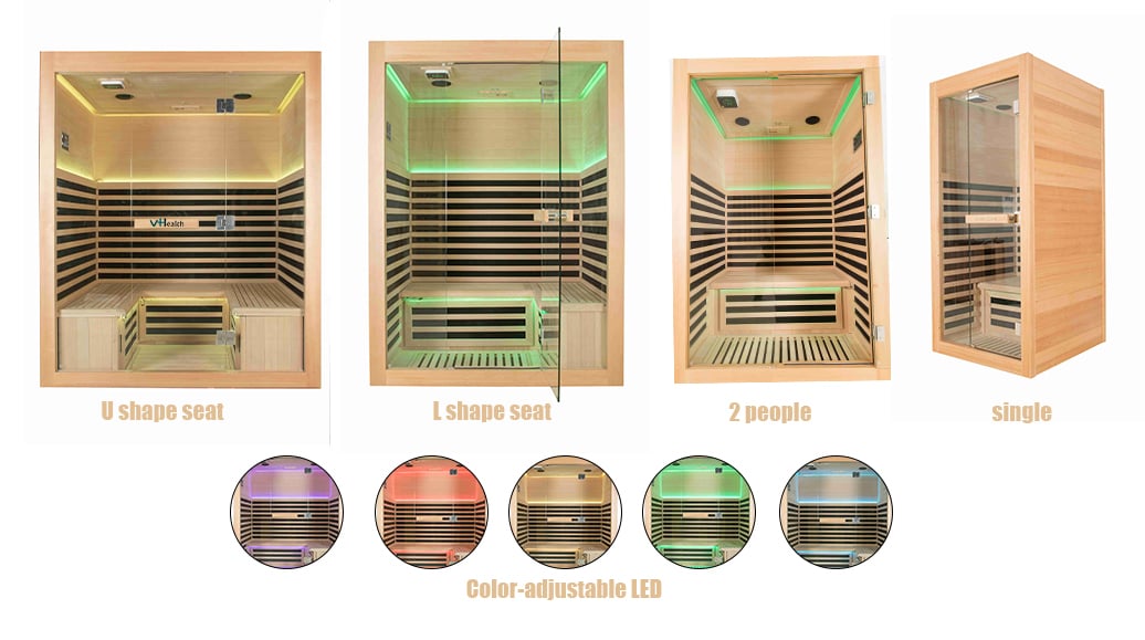 Vhealth Factory Direct Low EMF Carbon Heating Panel Sauna Room for 2 Person factory