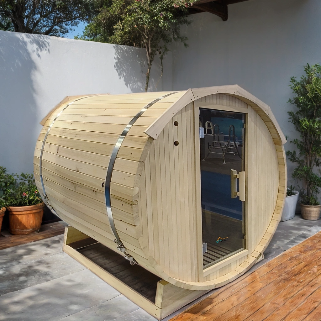 Modern Outdoor Sauna Room Barrel Sauna Room Dry Steam Sauna  Harvia Stove factory