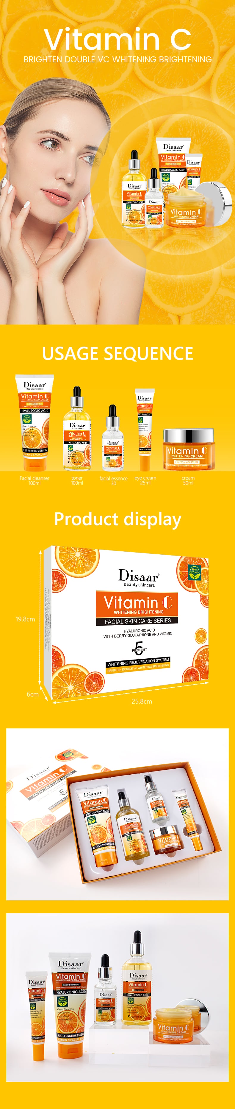 Vitamin C skin care set packaging for wholesale supply