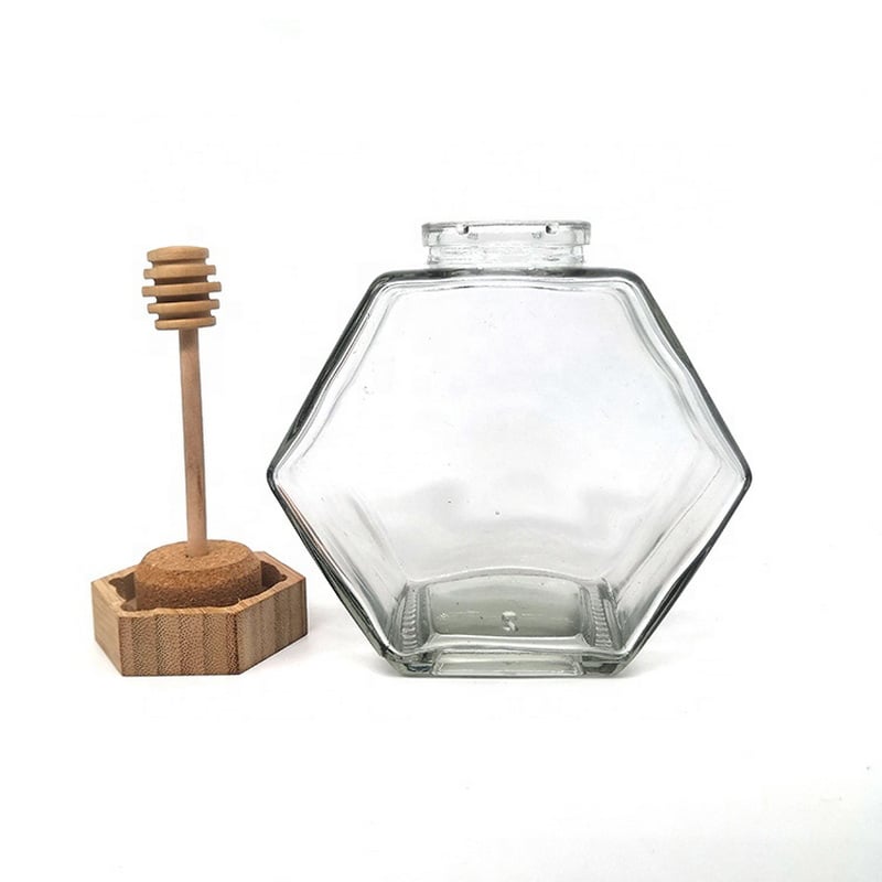 Hexagonal 8 oz Honey Pot With Dipper
