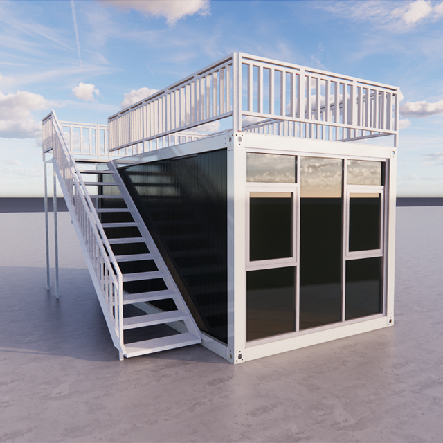 20FT Prefabricated Modular Container House Small Corrugated Board Double Sloping Roof Flat Pack Prefab for Home Use manufacture