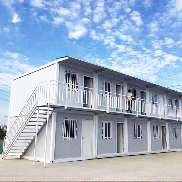 20FT Prefabricated Modular Container House Small Corrugated Board Double Sloping Roof Flat Pack Prefab for Home Use factory