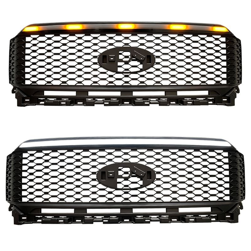 Spedking กระจังหน้าพร้อมไฟ LED แบบไหลสำหรับฟอร์ด F150 ปี 2021+