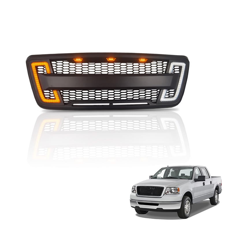 Spedking svart grill med lys for Ford f150 2004-2008