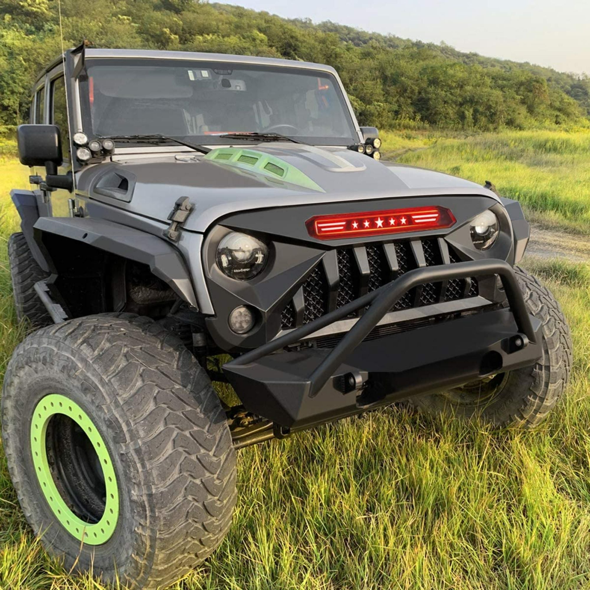 Spedking লাল তারা আলোযুক্ত গ্রিল Jeep Wrangler JK জন্য