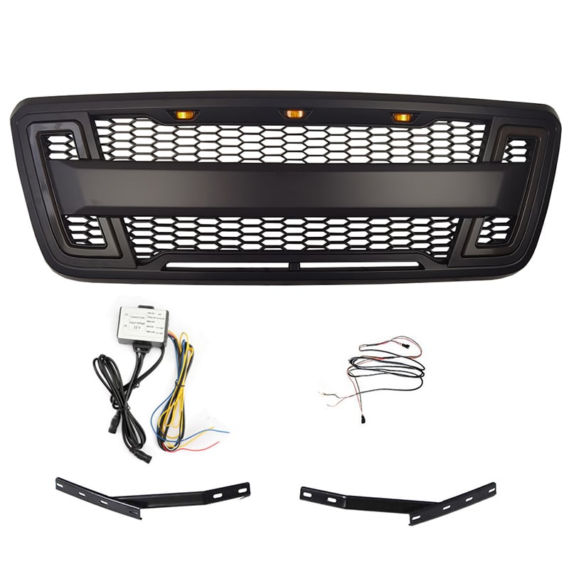 Spedking svart grill med lys for Ford f150 2004-2008