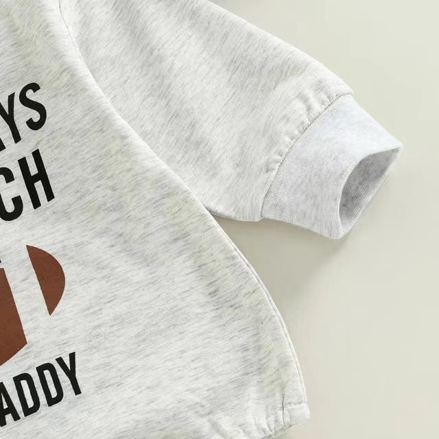 Green Horizon0-24M Baby Girls Boys Romper Long Sleeve Rugby Letter Pattern Printed Grey Crewneck Bubble Sweatshirt Romper