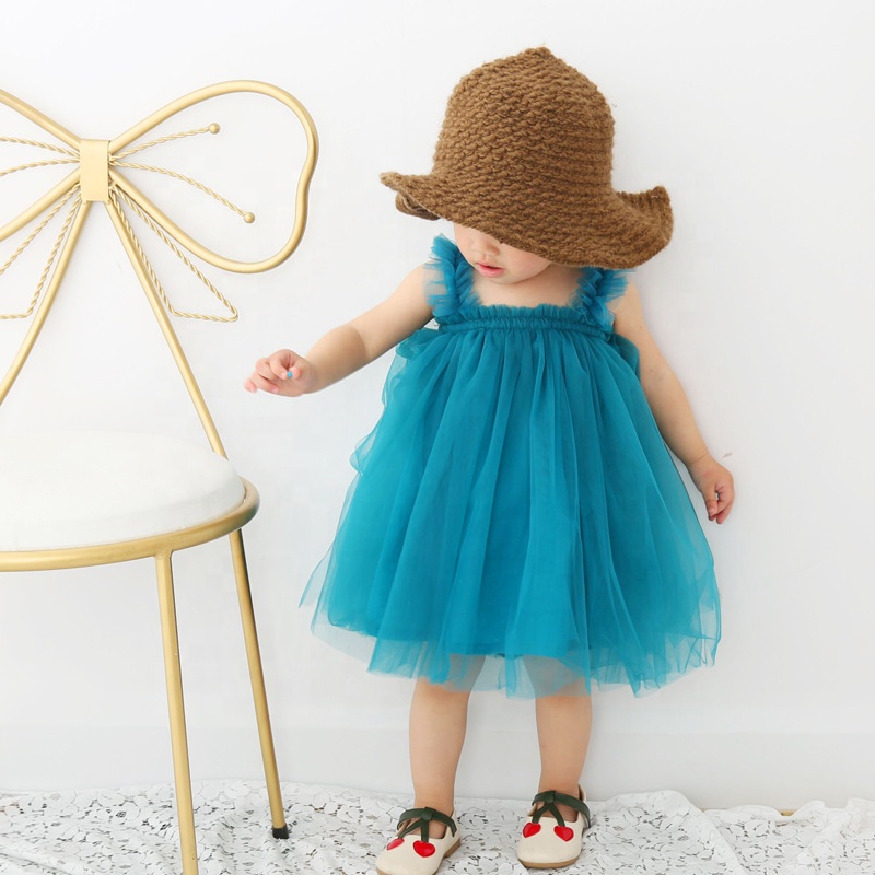 Baby. Girl Spaghetti Straps Tulle kids wear dress Sleeveless Party Dress kids summer clothing Casual Summer Dress factory