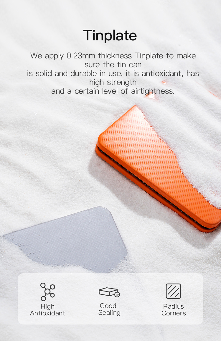 Tianhui Food Grade Grey Metal Small Square Tin Thin Case for Chocolate details