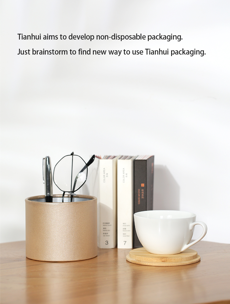 Tianhui Small Round Kraft Paper Boxes vitamin Canisters with Bamboo Lid Nutritional Supplements Capsule Packaging supplier