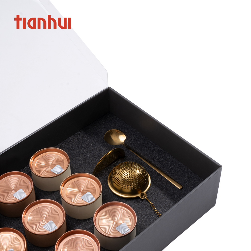 Tianhui Paper Boxes Macnufactur Luxury Packaging Black Gift Customized Exquisite Tea Packaging Set factory