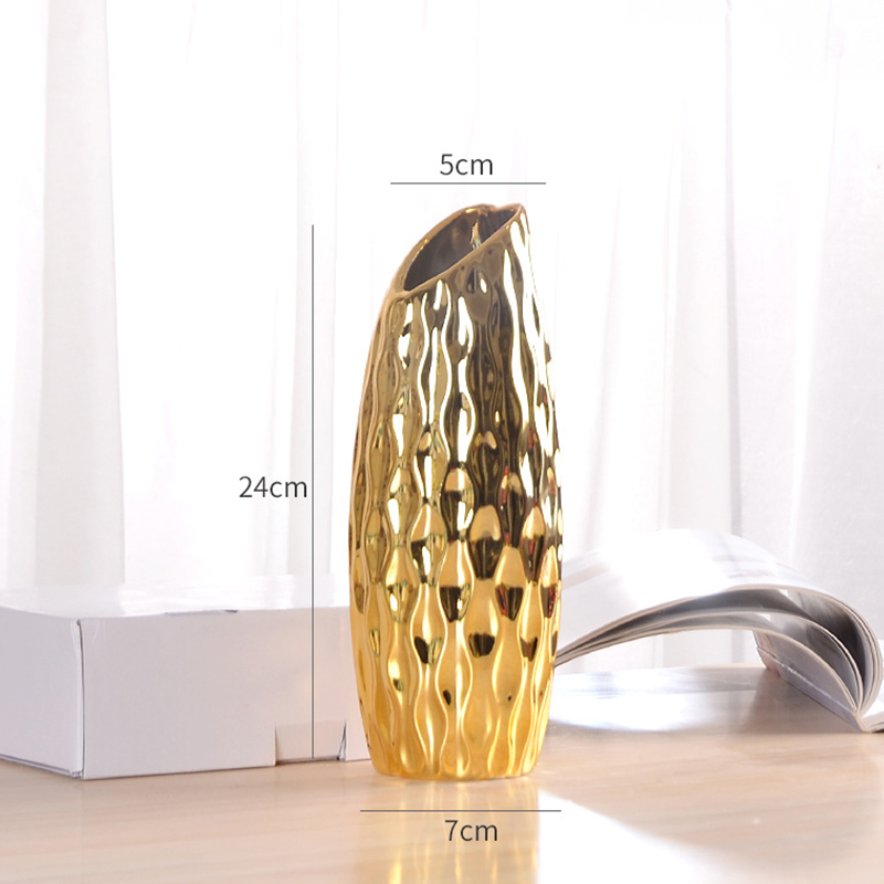 Hot sale high quality luxury gold ceramic flower vase sets home decor vase factory