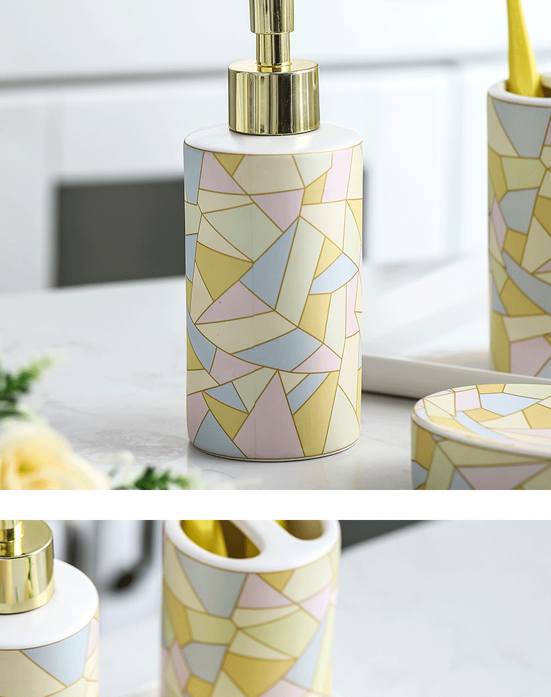 Hot sales nordic multicoloured ceramic bathroom products sets bathroom accessories for hotel decor details