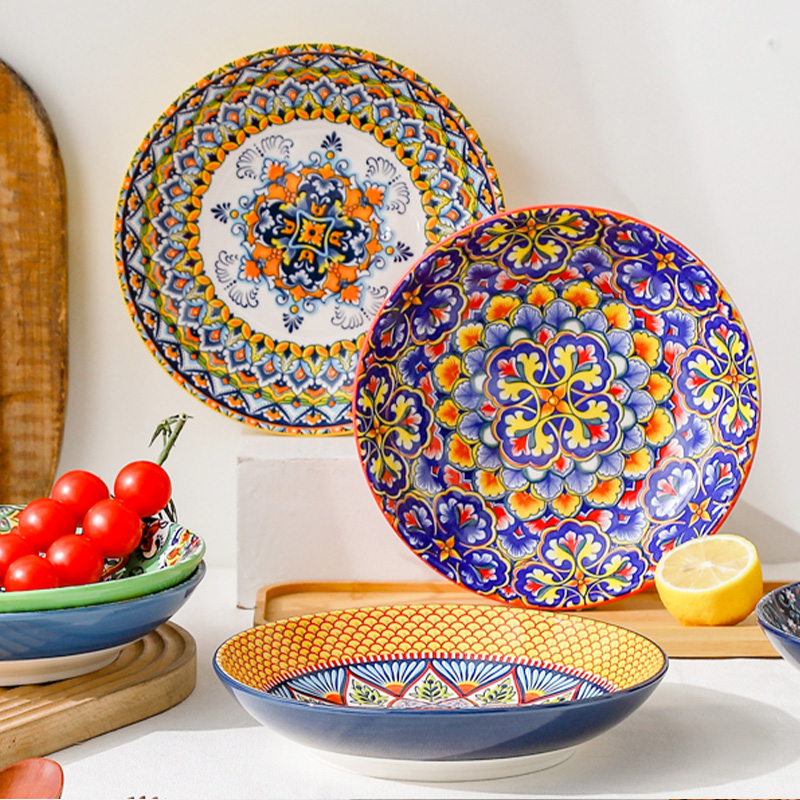 Wholesale Dinner Plates Handpainted Floral Porcelain Dinnerware Dish Porcelain Bohemian Plate details
