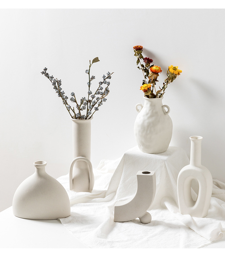 Custom Handmade High Quality Home Wedding Decor Multi Irregular Shape Design Nordic Style Ceramic Flower Vase factory