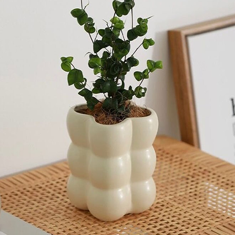 Nordic Creative garden succulent pots home balcony electroplate ceramic bubble round plant flower bud pot details