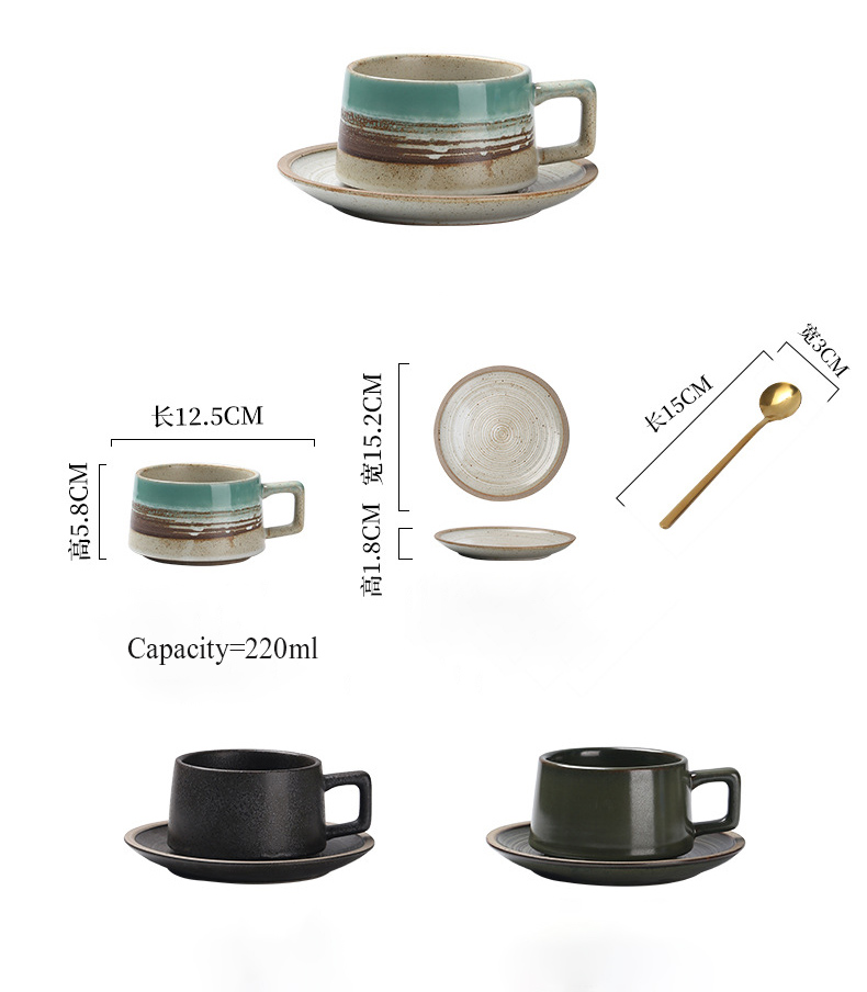 Luxury Stoneware Mug Western Drinkware Custom Coffee Plate Set Cups Glaze Tableware Ceramic Mugs manufacture