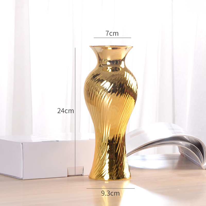 Hot sale high quality luxury gold ceramic flower vase sets home decor vase details