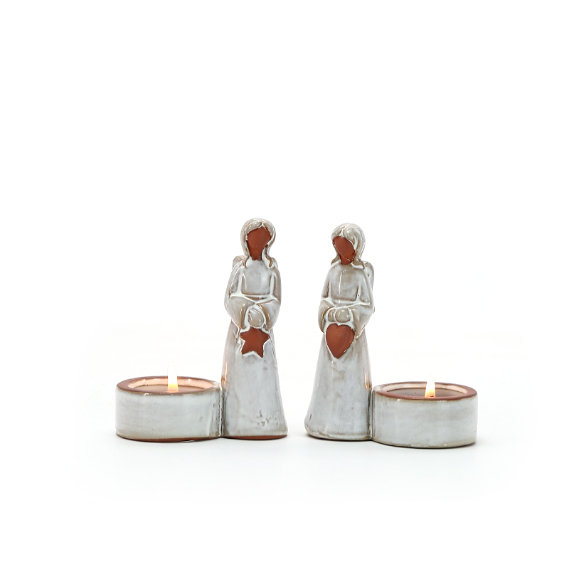Vintage Ceramic White Angel Candle Holder Festive supply Home Decoration details