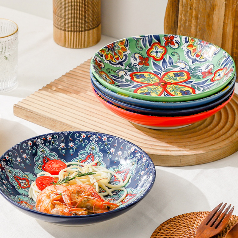 Wholesale Dinner Plates Handpainted Floral Porcelain Dinnerware Dish Porcelain Bohemian Plate supplier
