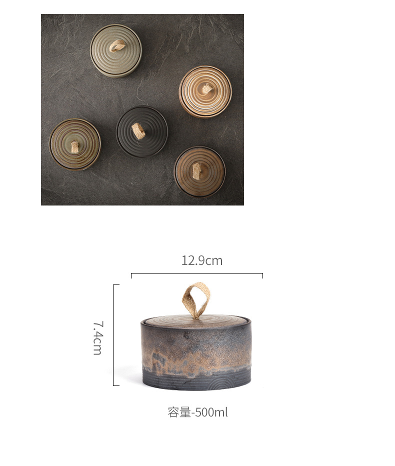 Japanese Handmade Coarse Pottery Ceramic Storage Containers Jars Tea Coffee Sugar Kitchen Utensils With Lid details