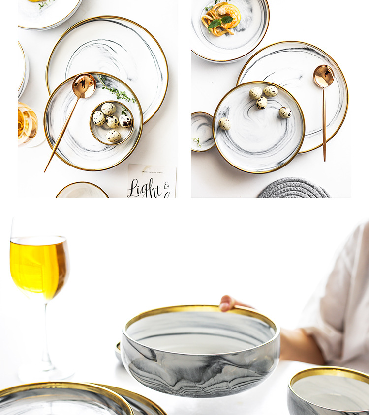 Fashion western style ceramics dinner plates set dinnerware bowl dish nordic plate supplier