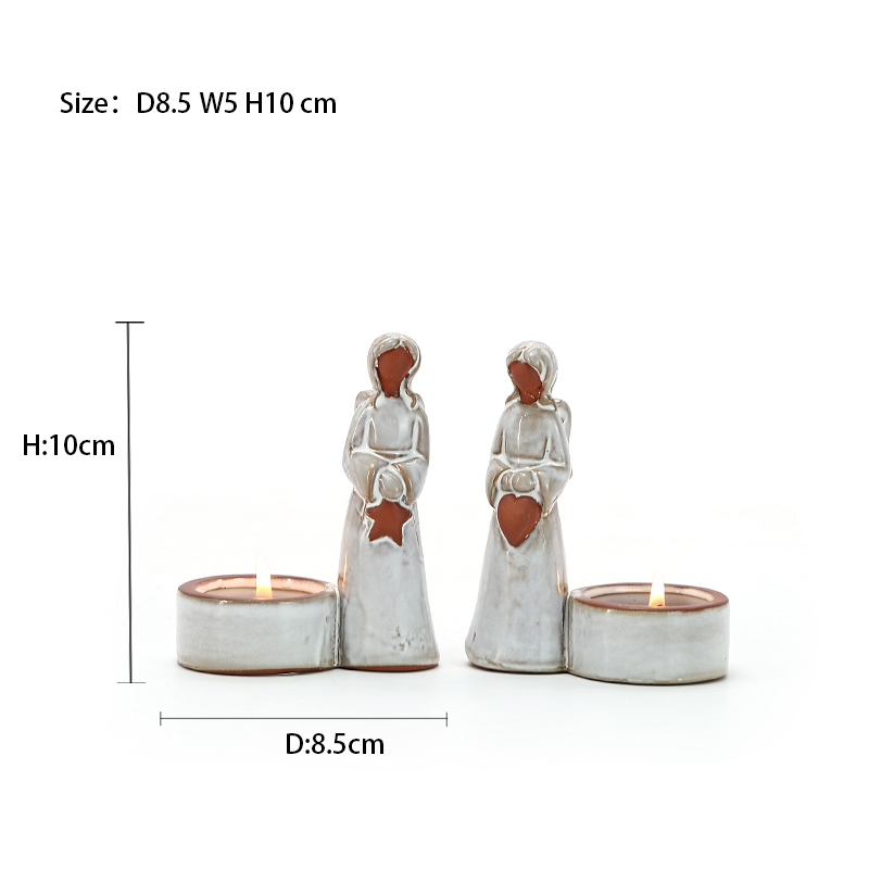 Vintage Ceramic White Angel Candle Holder Festive supply Home Decoration details
