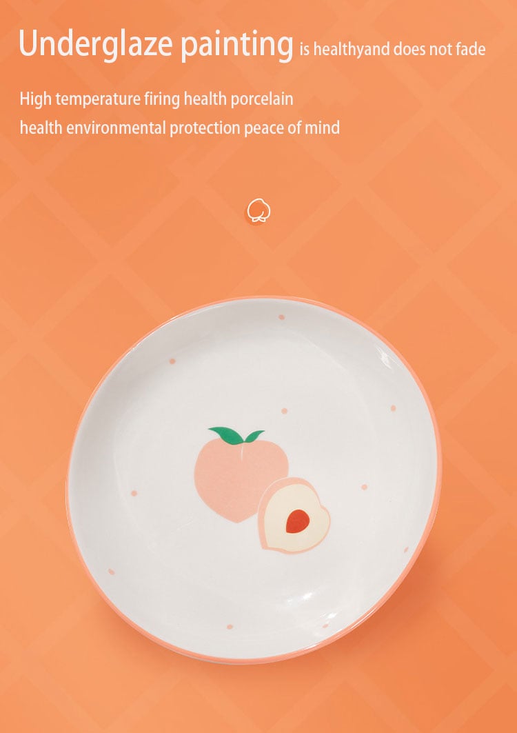 Factory new product cute ceramic peach shape fruit bowl dishes & plates dinnerware sets factory