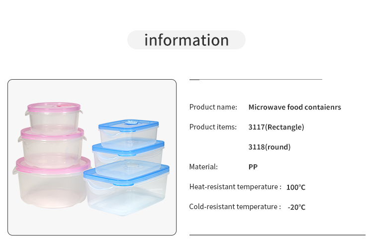 ITEM NO.3117 Factory 350ml/700ml/1350ml Microwavable Bpa Free Fridge Organizers Stackable Airtight Plastic Food Storage Containers factory