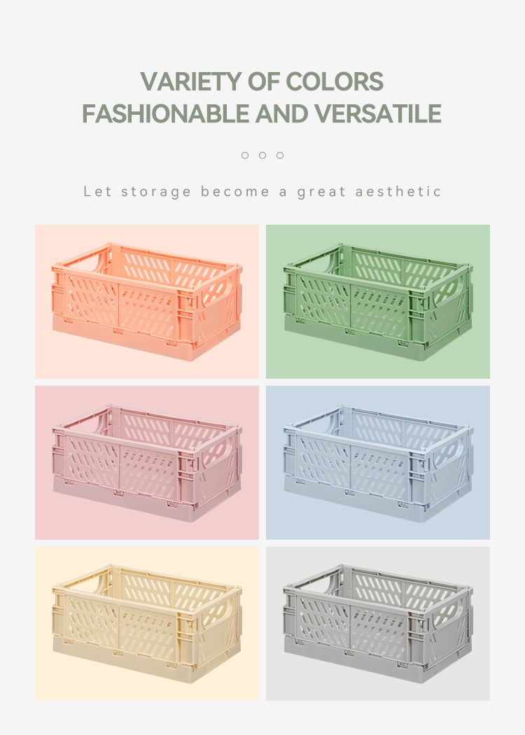 ITEM NO.5002 China Factory Home Small Organizer Desktop Foldable Crate Plastic Folding Storage Basket Collapsible Storage Crate factory
