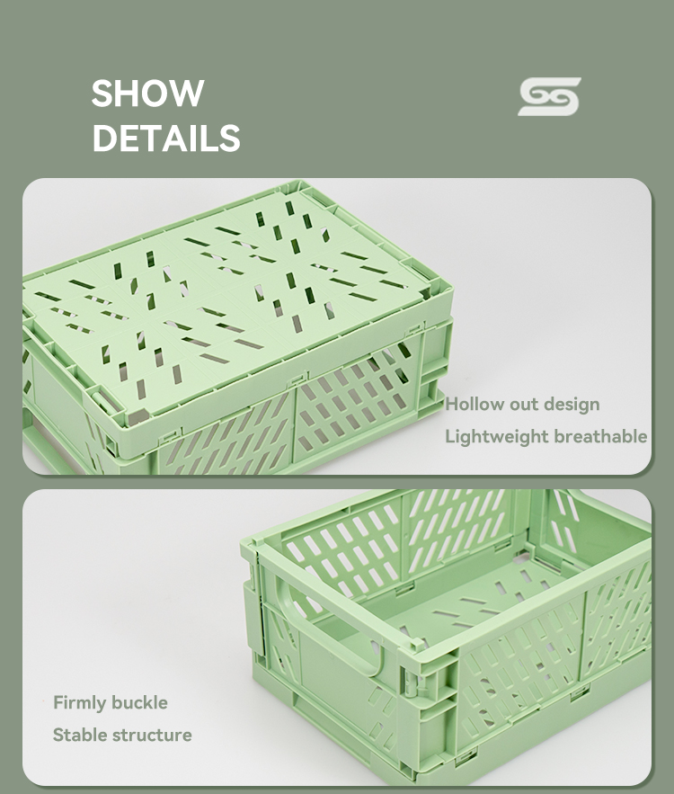 ITEM NO.5002 China Factory Home Small Organizer Desktop Foldable Crate Plastic Folding Storage Basket Collapsible Storage Crate supplier