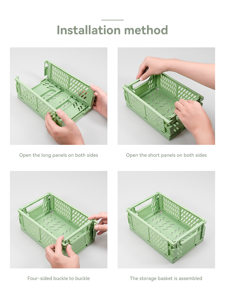 ITEM NO.5002 China Factory Home Small Organizer Desktop Foldable Crate Plastic Folding Storage Basket Collapsible Storage Crate supplier