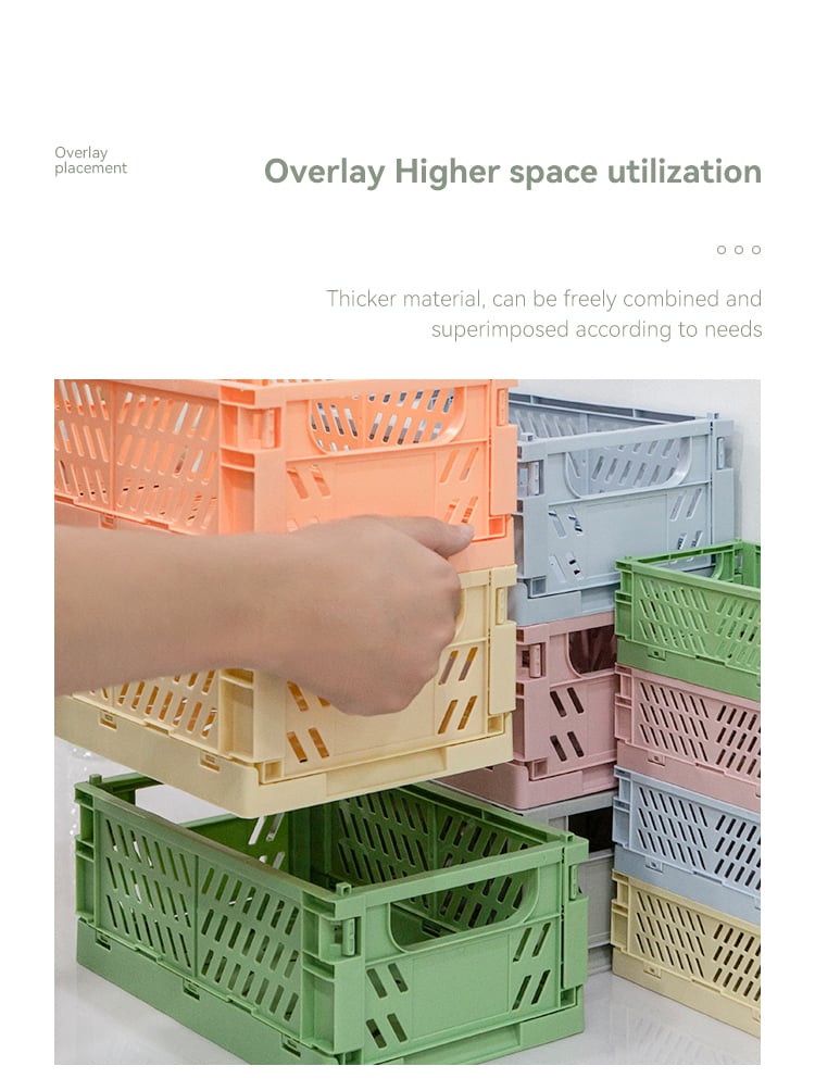 ITEM NO.5002 China Factory Home Small Organizer Desktop Foldable Crate Plastic Folding Storage Basket Collapsible Storage Crate details