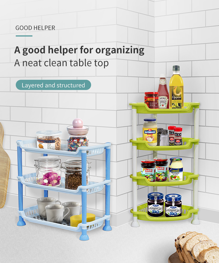 Factory Directly Multi-layer Household Classical Countertop Kitchen Corner Plastic Rack Organizer Triangle Holders Storage Shelf factory