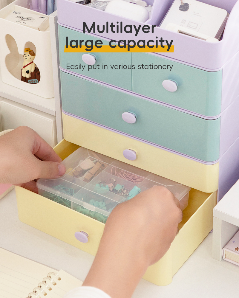 ITEM NO.5013 Factory Household Stackable Desktop Sountertop Sundries Plastic Cosmetic Storage Box Makeup Organizer With Drawer factory