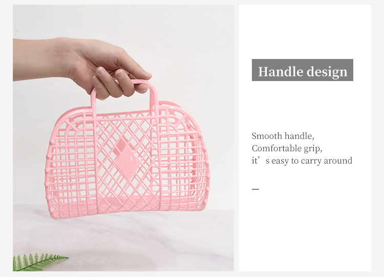 ITEM NO.2011 Small Size Personalized Nordic PE Handbag Beach Bag Storage Detachable Shopping Storage Basket Plastic Tote Bag factory