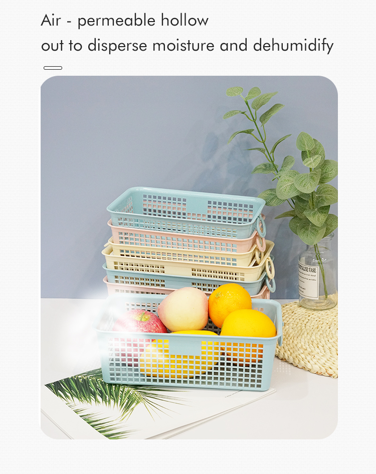 product wholesale multi size household desktop storage basket stackable portable kitchen fruit plastic storage basket with handle-7
