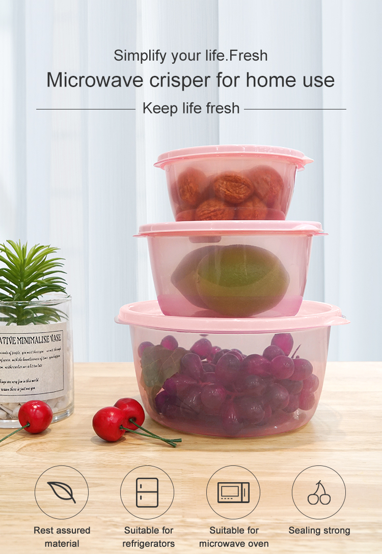 ITEM NO.3318 Factory 3 Piece Set of Eco Friendly Round Plastic Food Containers Airtight Storage Box for Freshness Preservation factory